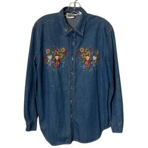 Lauren Brooke Women's Teddy Bears Sunflowers Grandma‎ Cottage CoreShirt Small